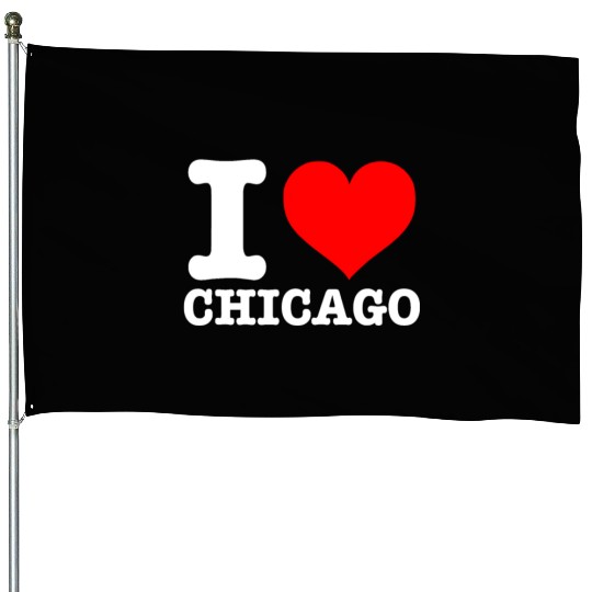 Chicago - I Heart Chicago - I Love Chicago House Flags