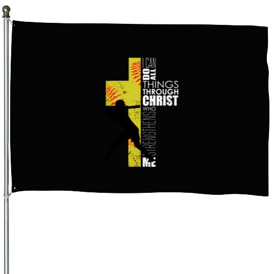 Softball Playersn Christian Religious House Flags
