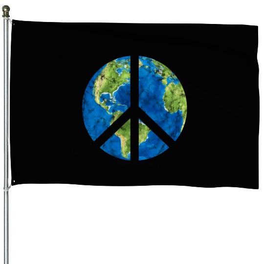 Peace On Earth World Peace Sign House Flags