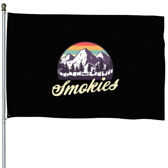 Retro Lake Tahoe Mountains Distressed House Flags