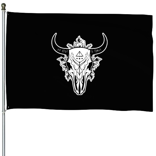 Cow Skull Boho House Flags