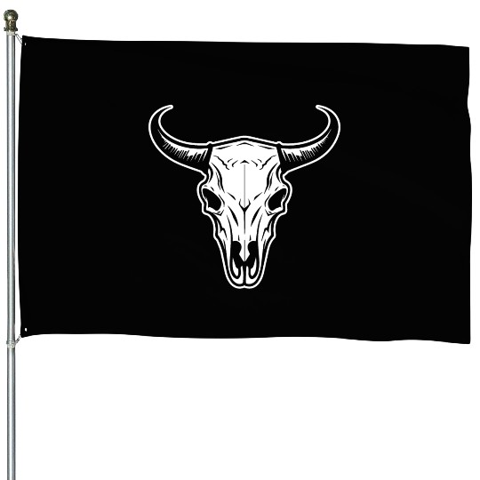 Cow Skull Boho House Flags