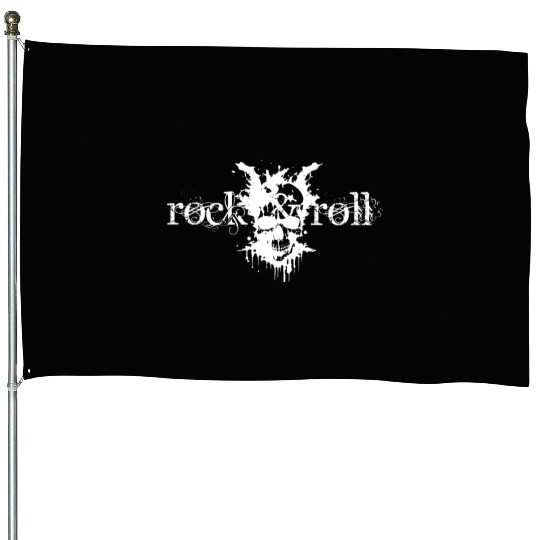 rock and roll skull design House Flags