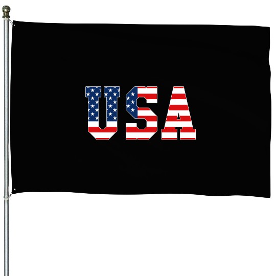 Usa Patriotic American Flag Red White Blue House Flags