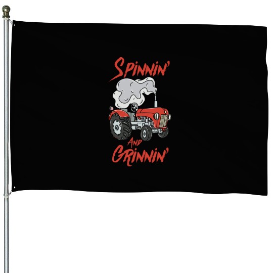 Tractor Pulling Farmer House Flags