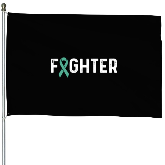 Ovarian Cancer Awareness Products Teal Ribbon House Flags
