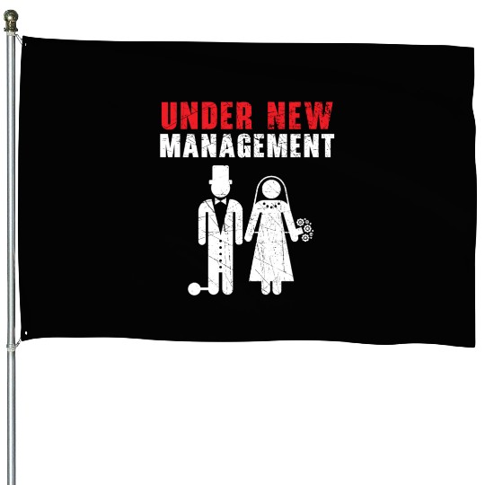 Bride And Groom Wedding Day Marriage Just Married House Flags