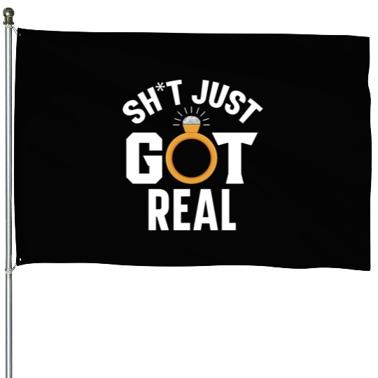 Bride And Groom Wedding Day Marriage Just Married House Flags