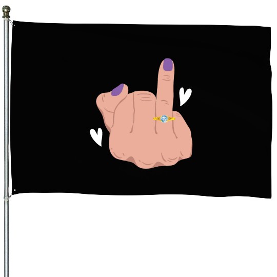 Bride And Groom Wedding Day Marriage Just Married House Flags