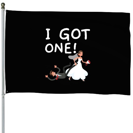 Bride And Groom Wedding Day Marriage Just Married House Flags