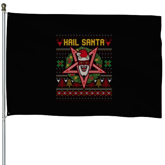 Hail Santa Weird House Flags