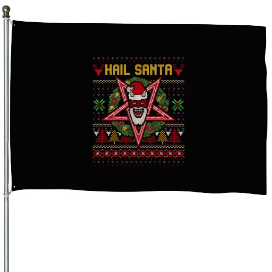 Hail Santa Weird House Flags