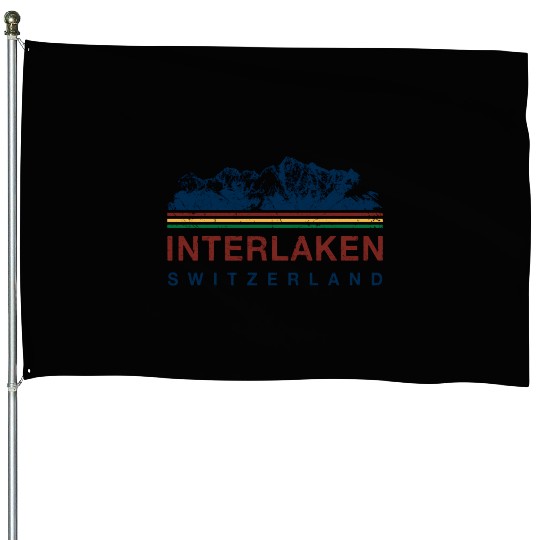 Switzerland Interlaken Swiss Mountain Climbing House Flags