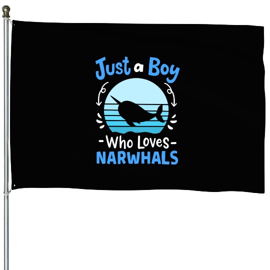 Narwhals Whales Narwhal Lover Retro House Flags