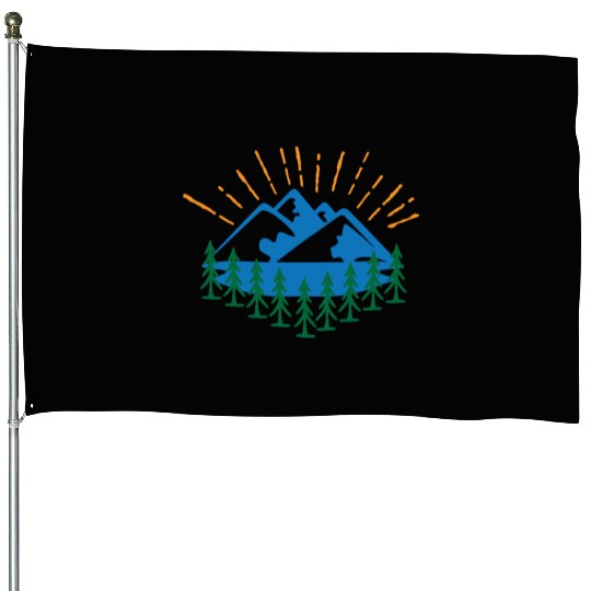 Blue Mountain And Forest House Flags