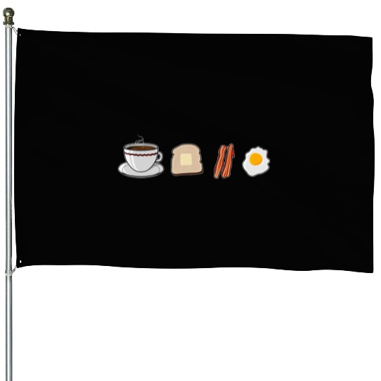 Breakfast Coffee Toast Bacon And Eggs Foodie Lover House Flags