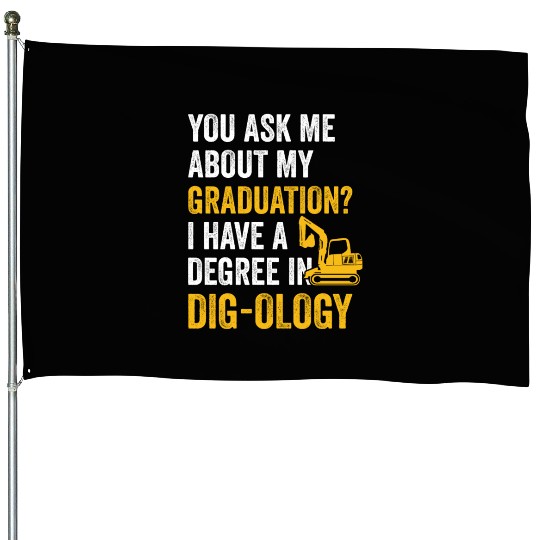 Heavy Equipment Operator Pun Retro Excavator House Flags