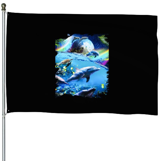 Galaxy Dolphin Dolphins In Space House Flags