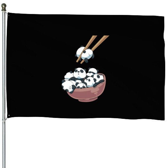Japanese Panda Bears Ramen Noodle Bowl House Flags