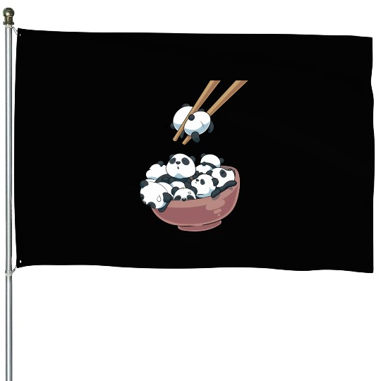 Japanese Panda Bears Ramen Noodle Bowl House Flags