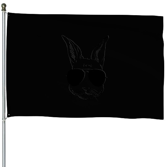 Bunny Face With Sunglasses Easter Day For House Flags