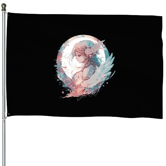 Watercolor Anime Fairy Cute Fairycore Pastel Goth House Flags