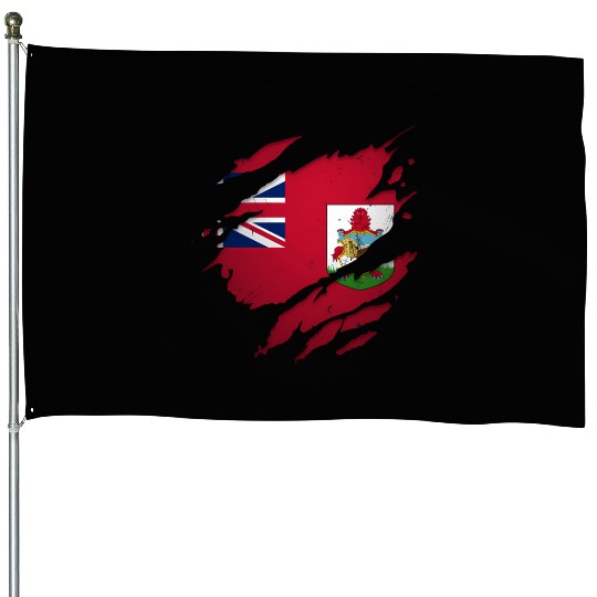 Proud Bermudians Torn Ripped Bermuda Flag House Flags