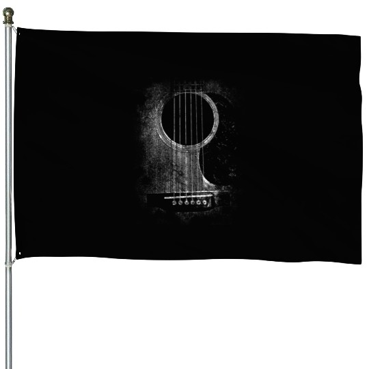 Acoustic Guitar Six String Rock Roll House Flags
