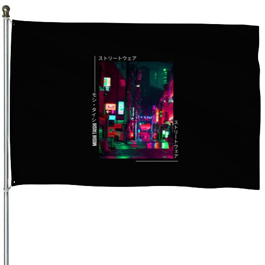 Japanese Cyberpunk Tokyo Streetwear Aesthetic House Flags