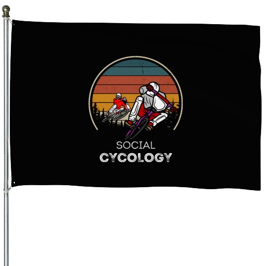 Social Cycology Retro Sunset Cycling House Flags