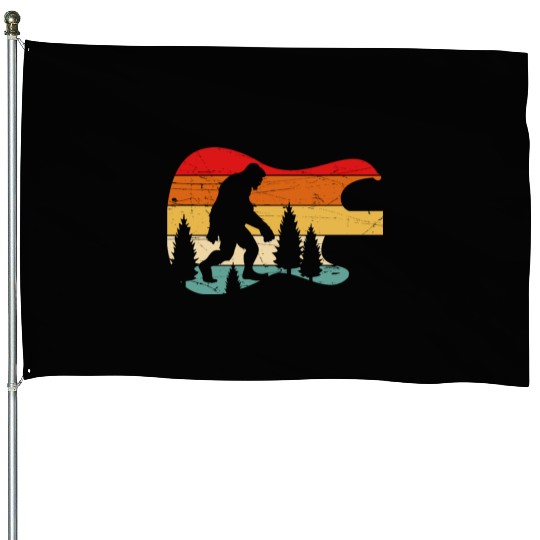 Bigfoot Guitar Vintage Sasquatch Believers House Flags