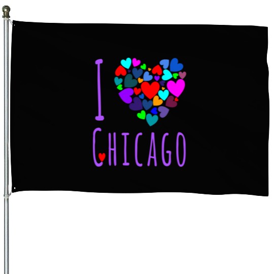 I Love Chicago Heart City Of Chicago House Flags