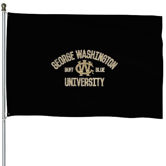 George Washington Colonials Arch Over Team Color House Flags