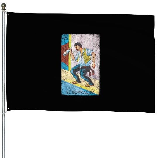 Loteria El Borracho Colorful Tarot Card House Flags