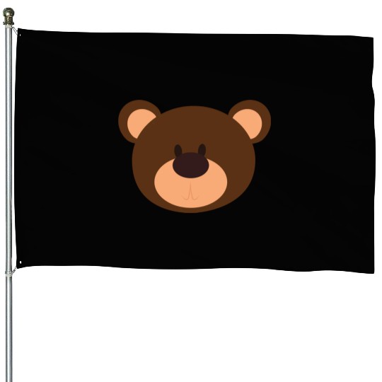 Brown Face Teddy Bear Lover House Flags