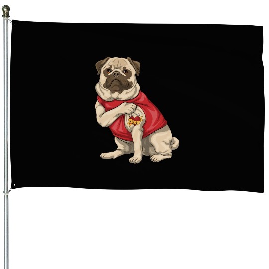 Pug I Love Mom Tattoo Dog Puppy Funny Mother s Day House Flags