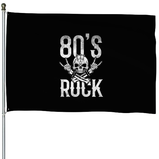 80S Rock And Roll Distressed Music Guitar Band House Flags