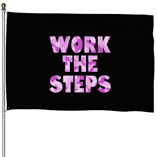 Work the Steps purple camo House Flags