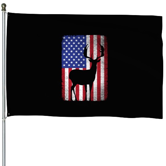 Patriotic Deer Hunting Hunter Dad American Flag House Flags