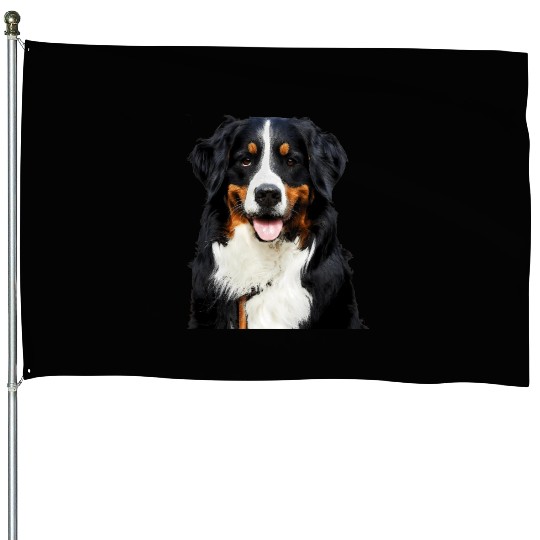 Portrait Of Bernese Mountain Dog House Flags