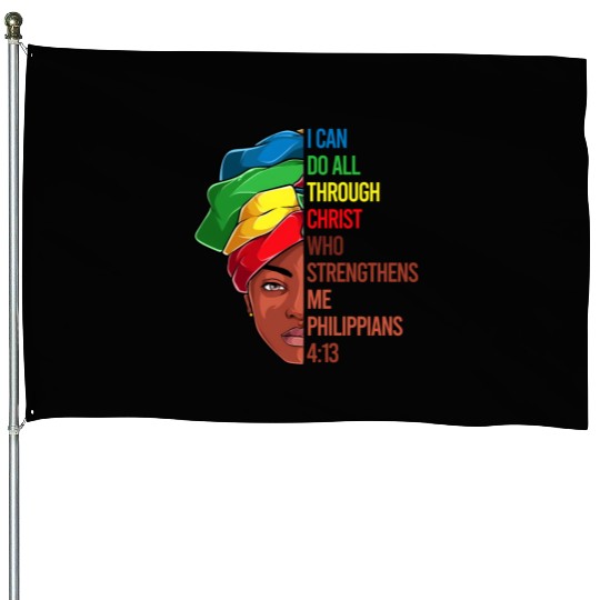 African American Jesus Christian Black House Flags