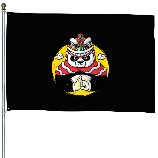Lion Dance Panda House Flags