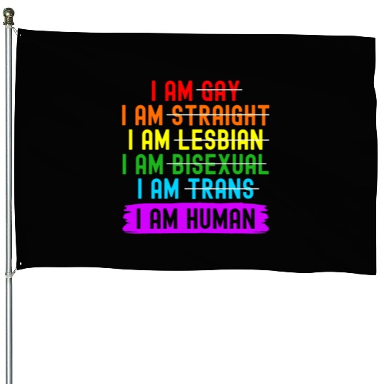LGBT Support I Am Human Rainbow Gay Ally House Flags