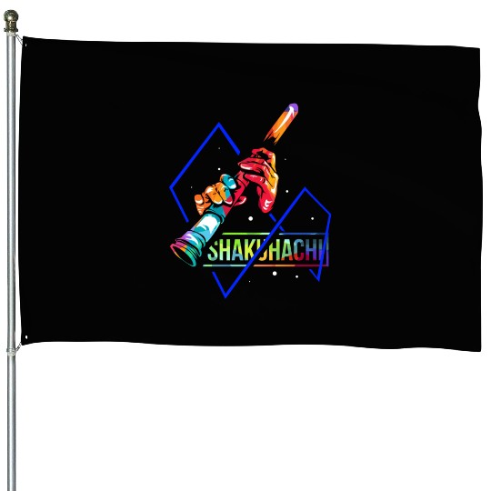 Colorful Shakuhachi Japanese Bamboo Flute House Flags