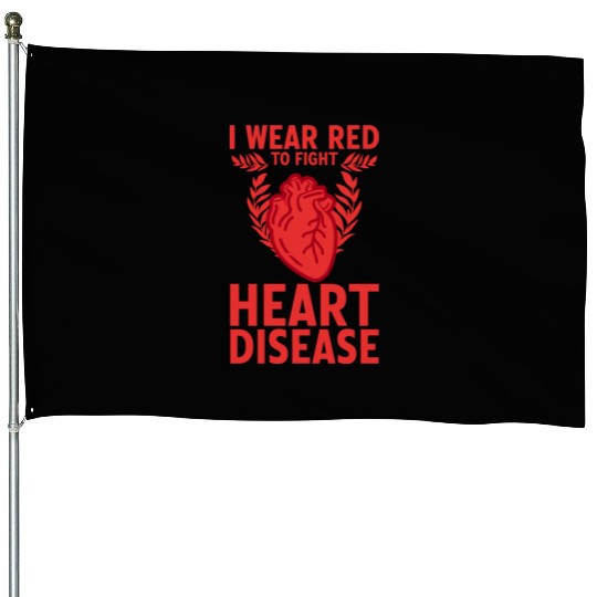 I Wear Red To Fight Heart 2 House Flags