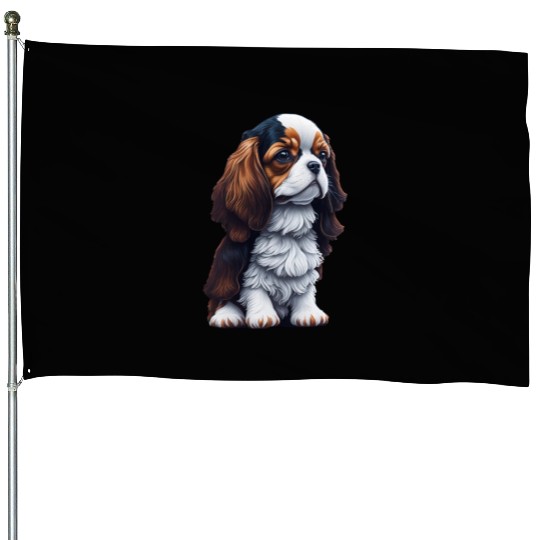 Cavalier King Charles Spaniel Dog Puppet House Flags