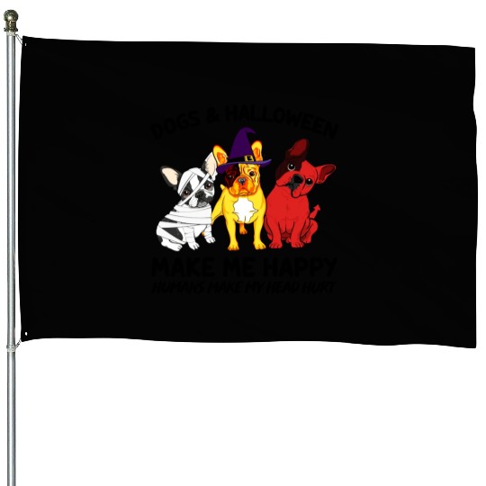 Frenchie Dog Halloween Dog Lover House Flags