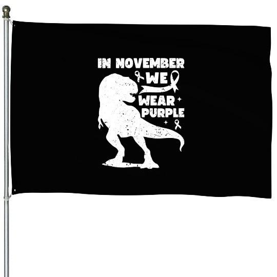 In November We Wear Purple T Rex Dinosaur Epilepsy House Flags