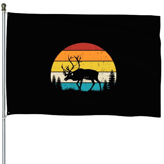 Vintage Retro Wild deer Wild life Animal House Flags