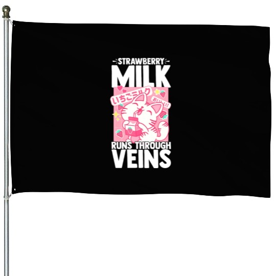 Strawberry Milk Shake Korean Vegan Japanese Drink House Flags